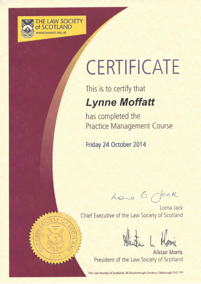 Law Society New Partners Management Course Certificate